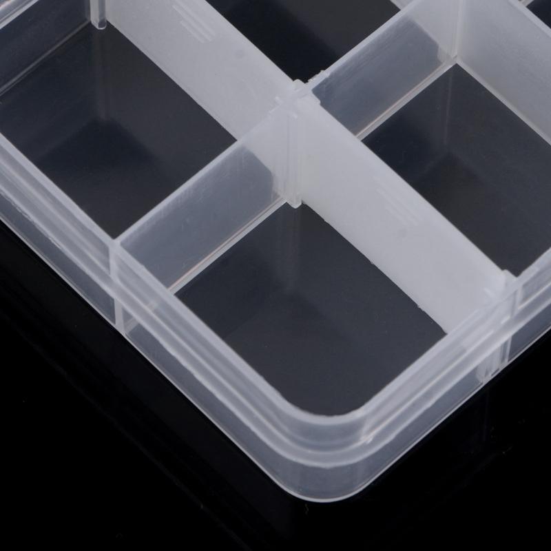 Clear Compartments Plastic False Nail Tips Storage Box