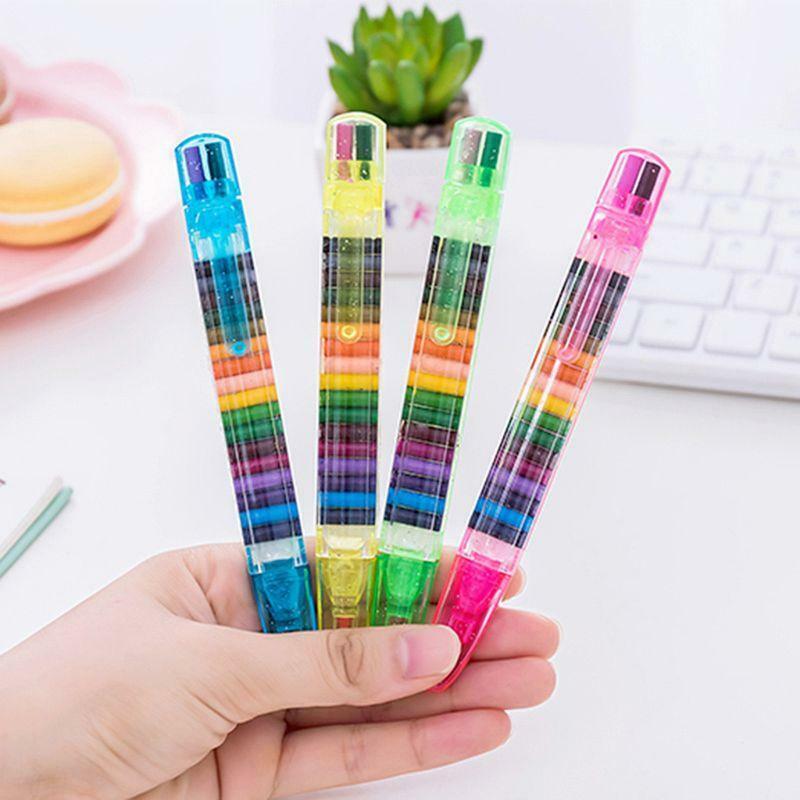 2 Pcs Paint Drawing Crayon Pen 20 Colors Kids DIY Graffiti Pencil Children Art