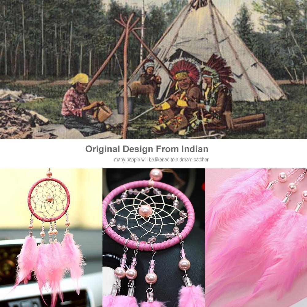 Handmade Dream Catcher with Feather Wall Car Home Hanging Decor White