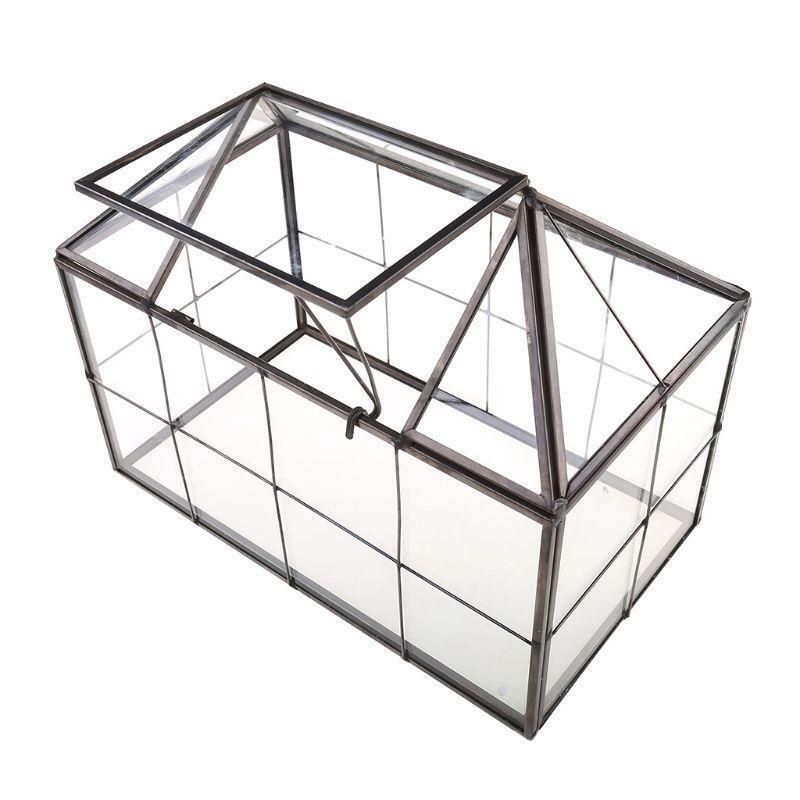 Glass Geometric DIY Terrarium House Shaped Container for Indoor Gardening Decor