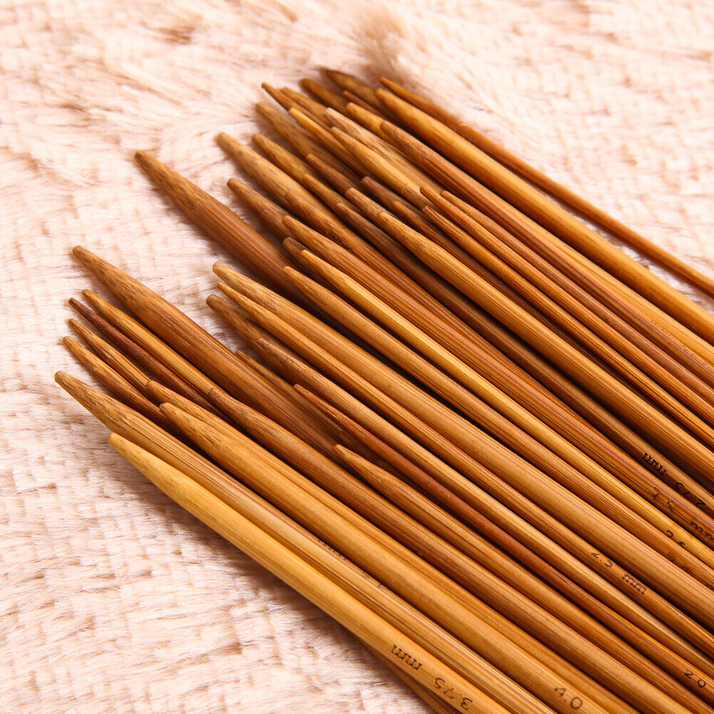55Pcs 11sizes 5'' 13cm Double Pointed Carbonized Bamboo Knitting Needles