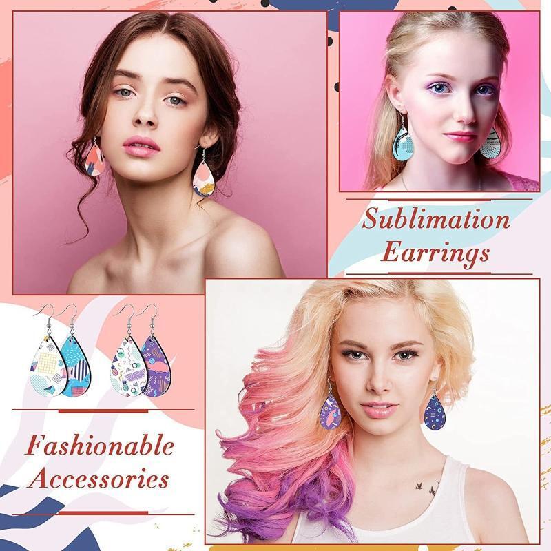 32Pieces/Set Heat Transfer Teardrop Earring Sublimation Blank Earring DIY Making