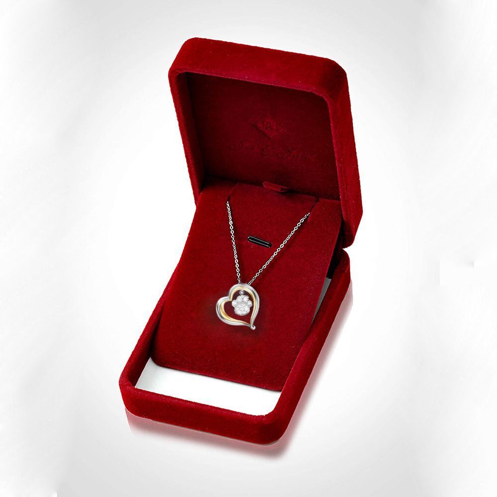 Day Gifts Cat Paw Alloy Two-color Heart Necklace Thin Chain Pendant Choker