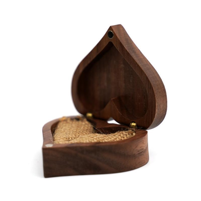 Heart  Walnut Wood Ring Box Proposal Engagement  Ring Holder Jewelry  Wooden Box