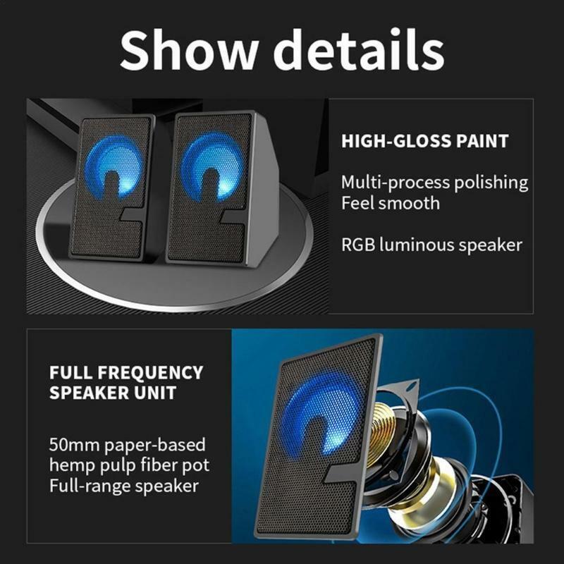 Speaker Small Kits Connect with Headphones Laptop PC RGB Colorful Lights