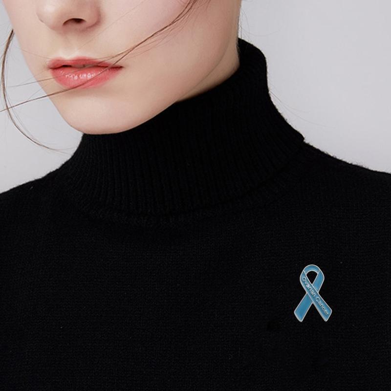 Ovarian Cancer Awareness Jewelry Survivor Gifts For Women Blue Ribbon Brooch