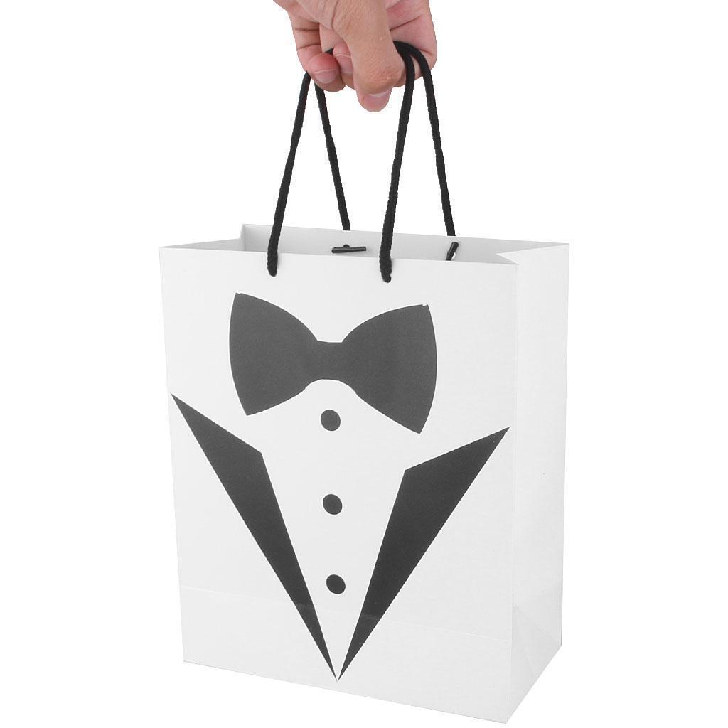 5x Fashion Paper Tuxedo Shopping Carry Bags Wedding Gift Bag with Handle