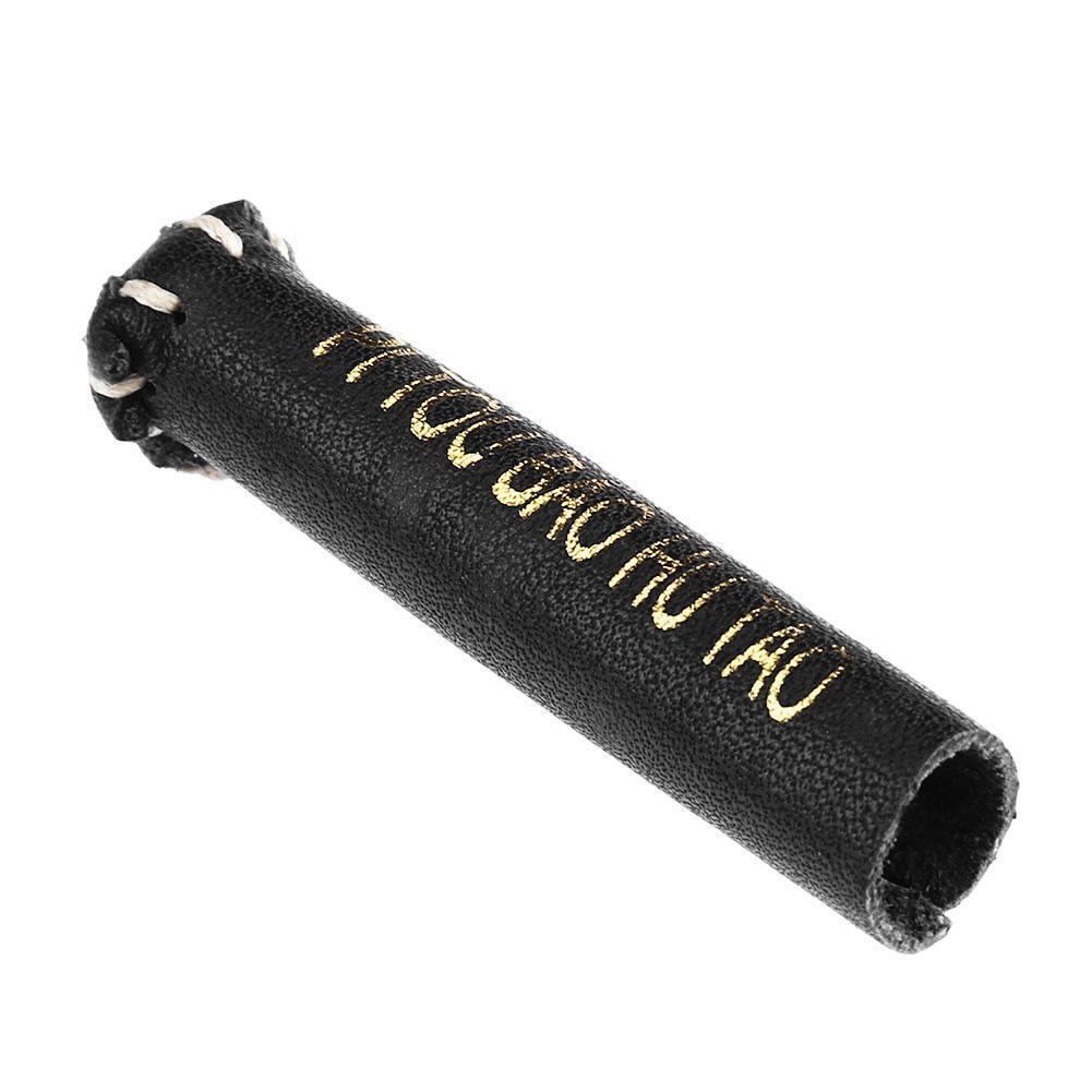 Leather Snooker Cue Tip Cover Protector Sleeve for Stick Billiard(Black)