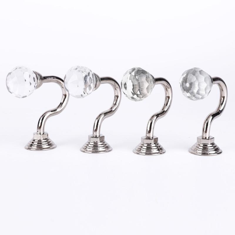 Portable Durable Crystal Curtain Holdbacks 2PCS U Shaped Hook Curtain Tieback