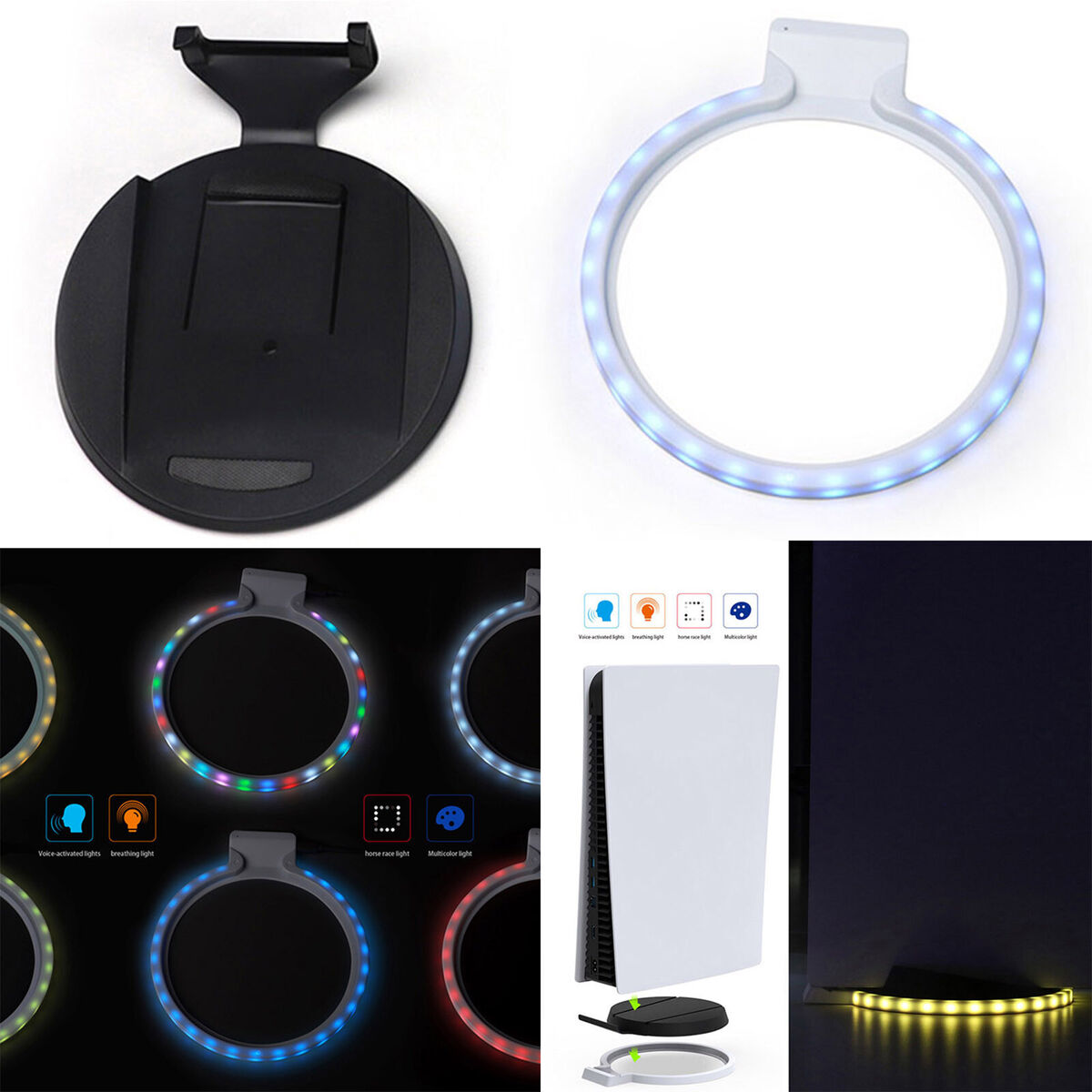 Touch/Voice Control RGB Base for PS5 Host Game Console Atmosphere LED Light Base