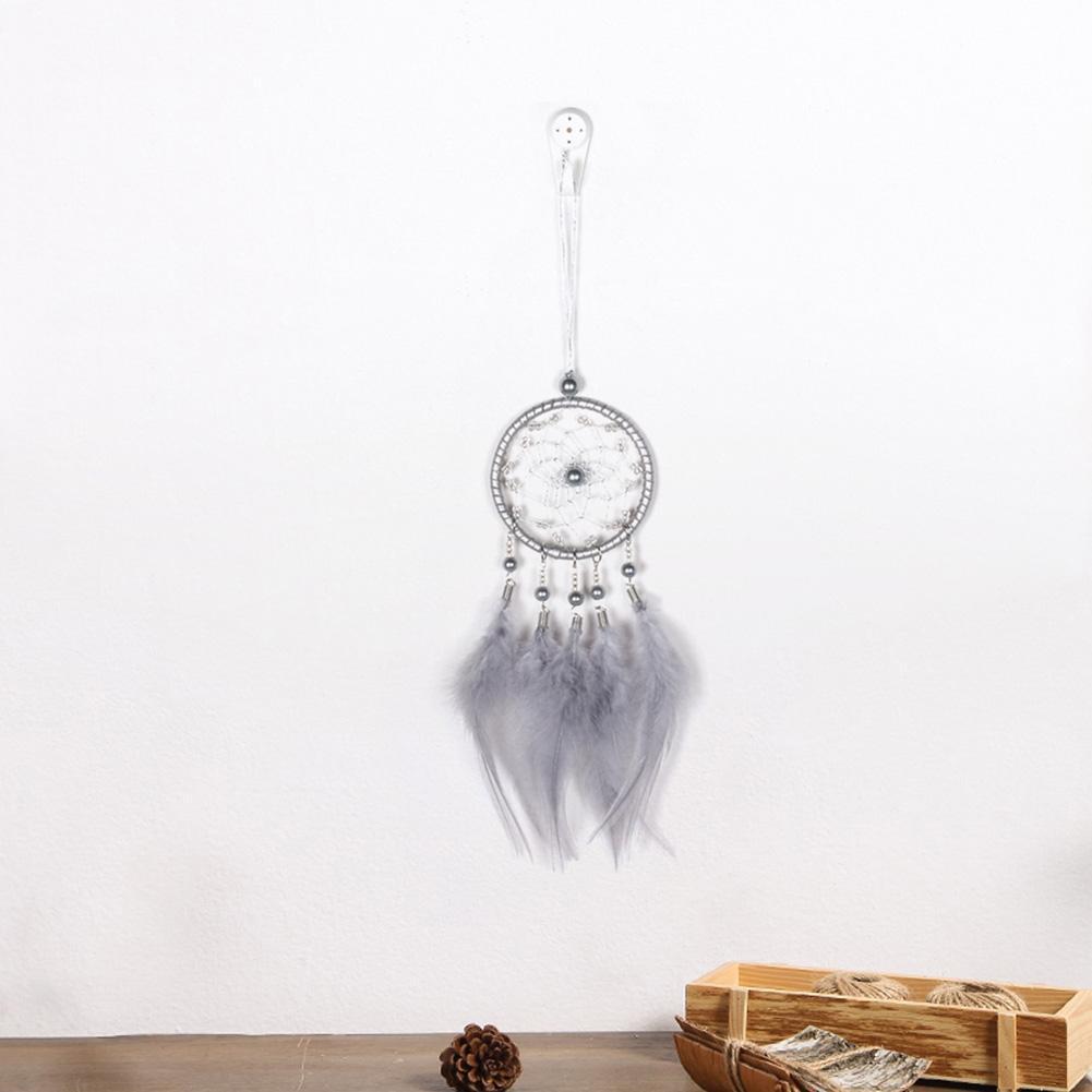 Beads Feathers Handmade Dreamcatcher Dream Catcher Net Home Decor (Grey)