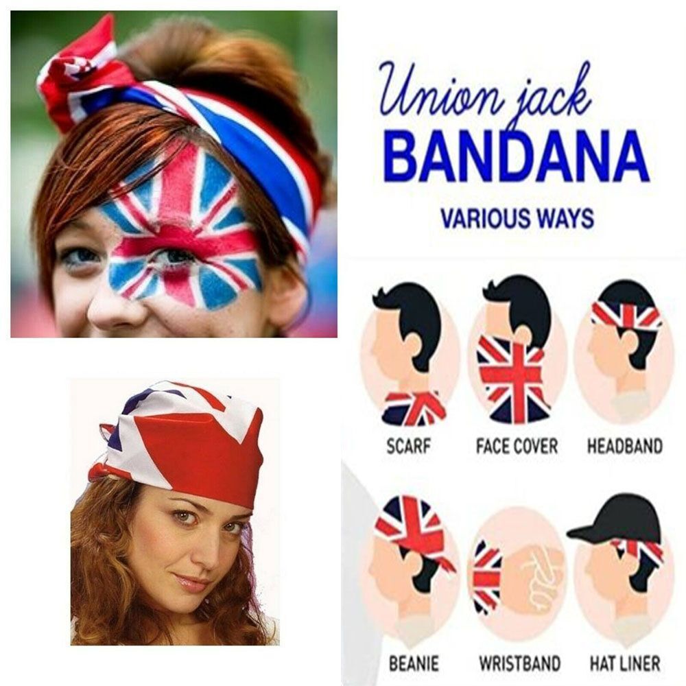 Queen Jubilee Neckerchief Party Supply Union Jack Flag Bandanna Scarf Head tie