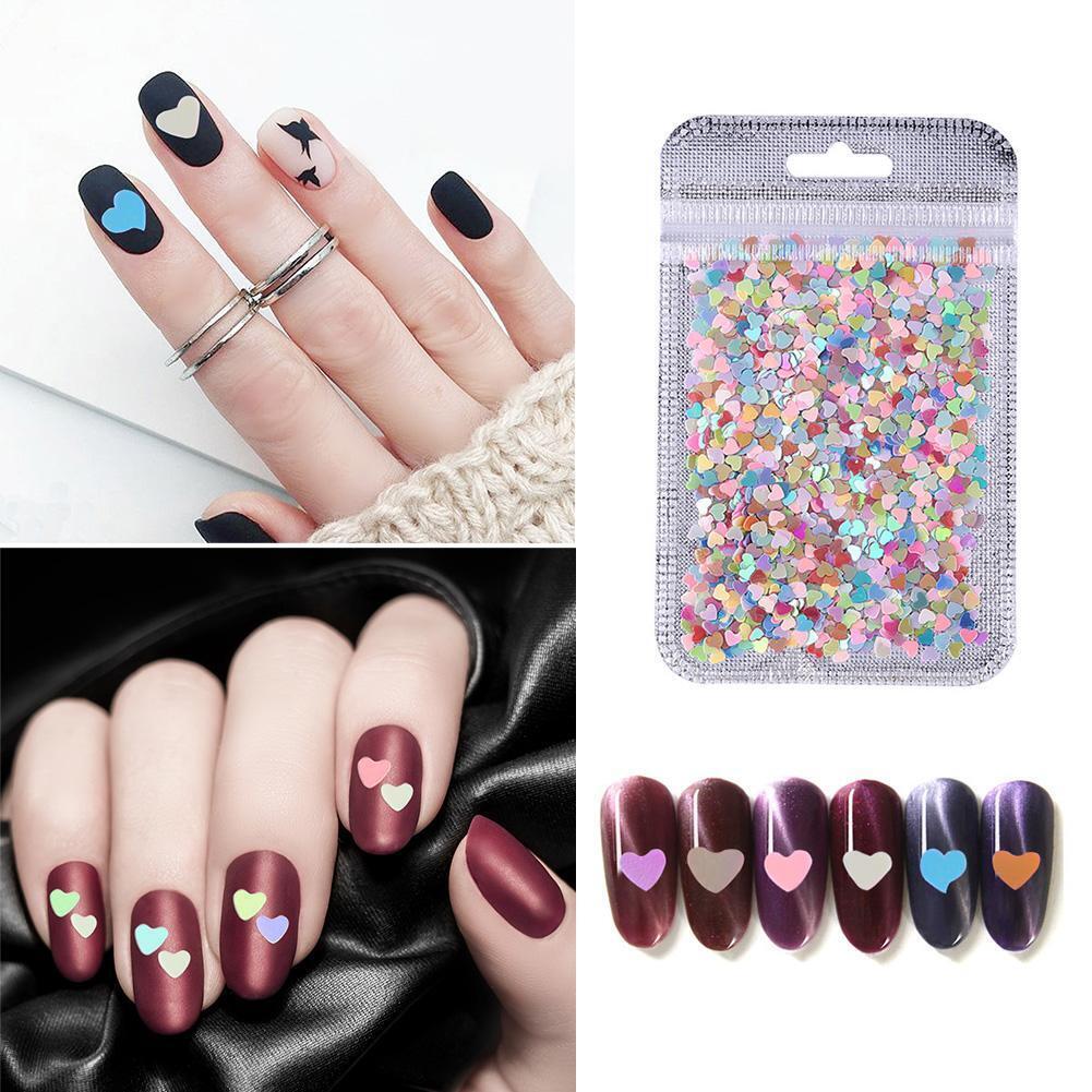 500pcs/bag Colorful Flashing Film DIY Solid Peach Heart Nail Glitter Sequin