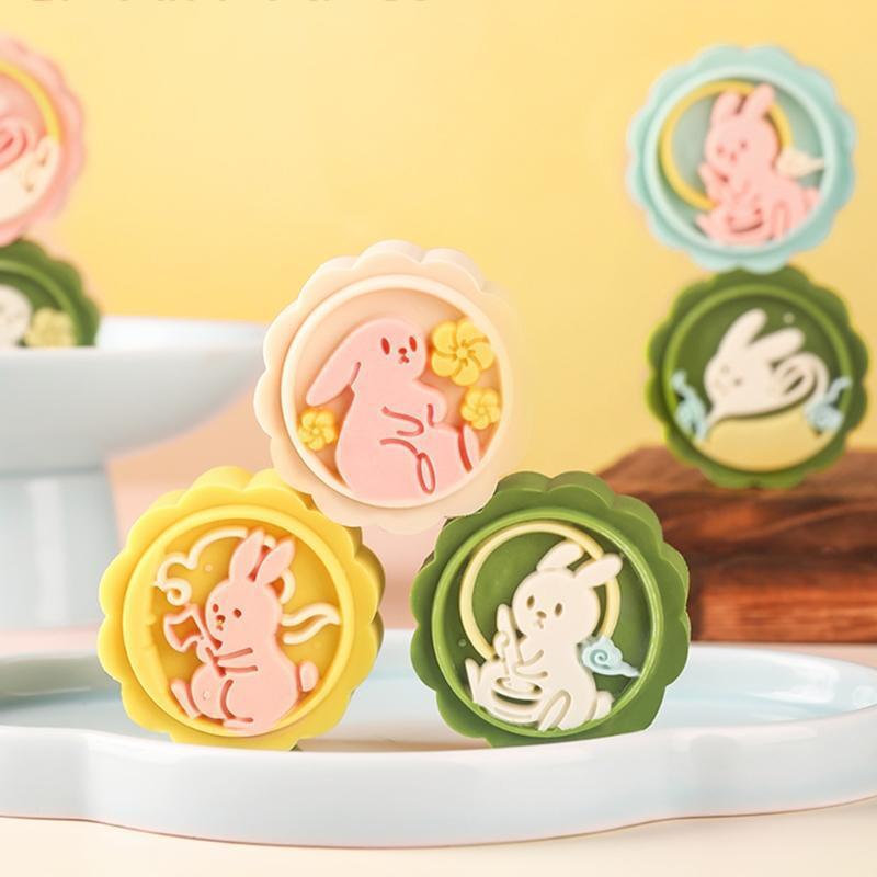 Plastic Mooncake Mold for Mid-Autumn Festival Handpressure Rabbit Mooncake Mould