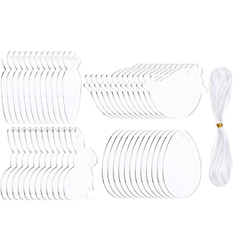 Acrylic Easter Ornament 48pcs/set Unfinished Blank Hanging Tree Ornaments