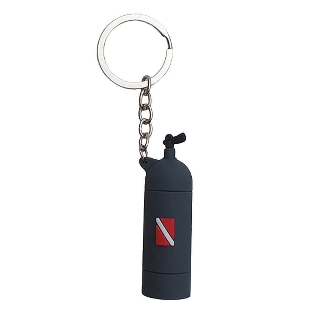 Novelty Mini Diving Tank Key Chain Holder Dive Flag Keyring Keychain Gray
