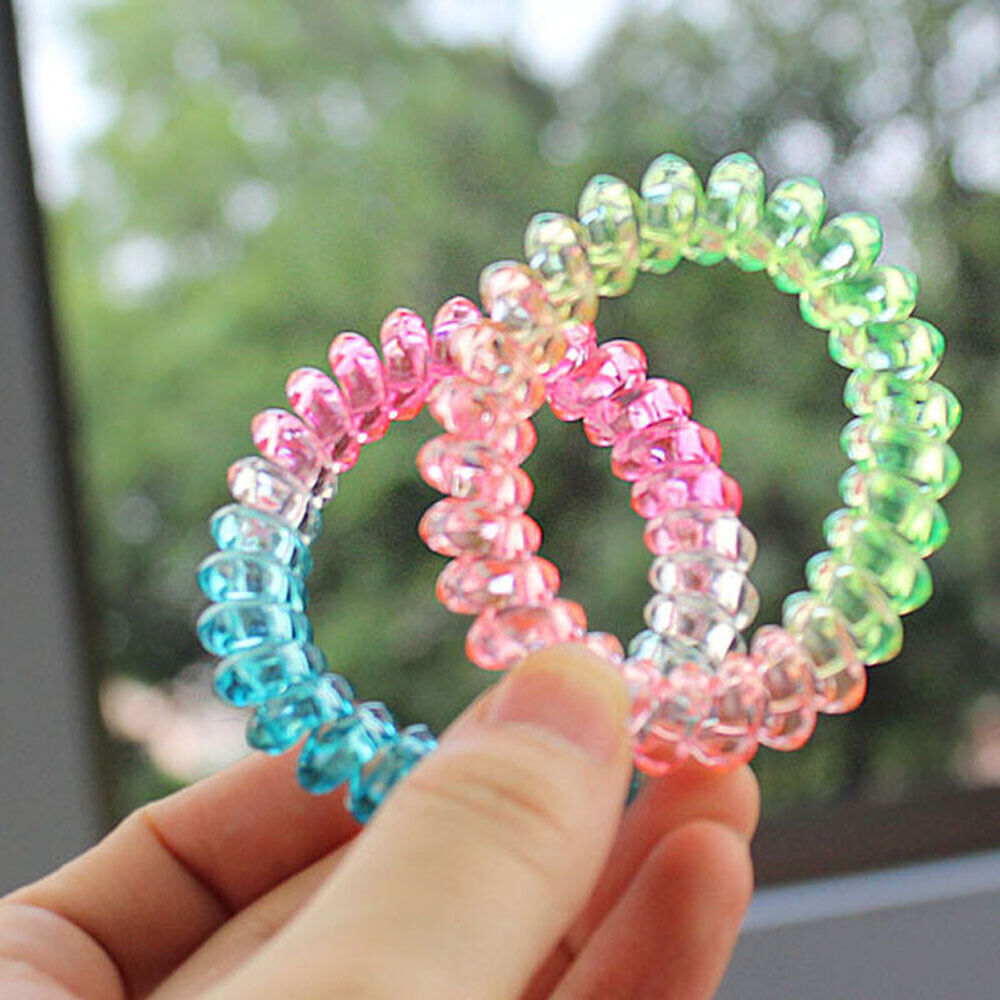 Elastic Fashion Girls Gradient Rubber Telephone Wire Hairbands Ponytail Holders