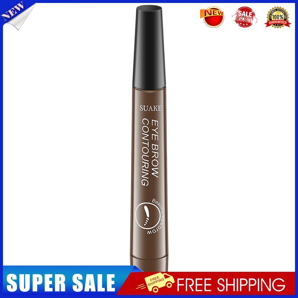 SUAKE Waterproof Eyebrow Pen 4-Fork Tip Eye Brow Pencil Brown (Dark Brown)