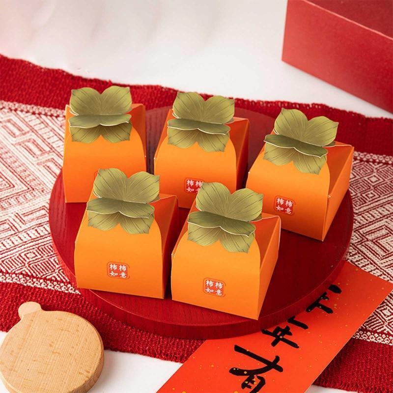 Persimmon Gift Boxes 5pcs/set Creative Fruit Shape Package Case Supplies