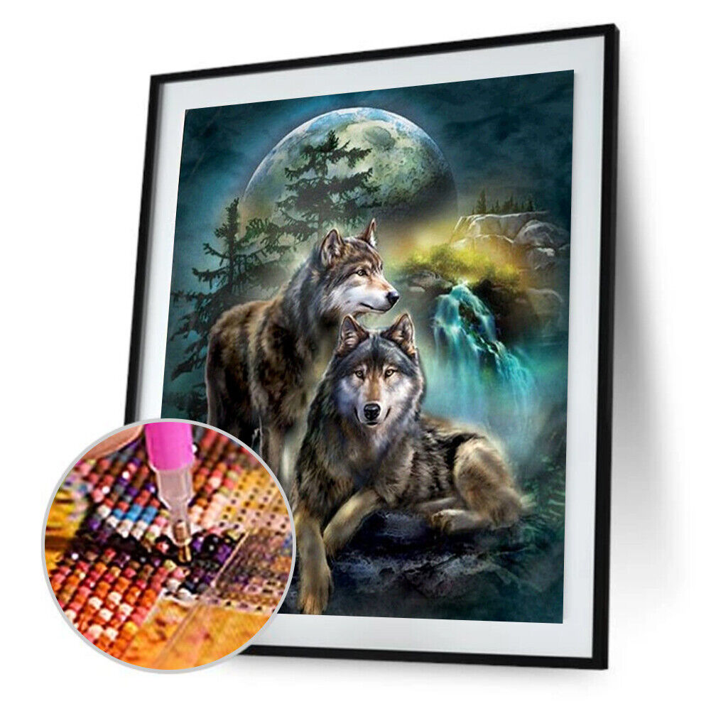 Wolf 5D DIY Round Full Drill Diamond Painting Embroidery Kits Needlework