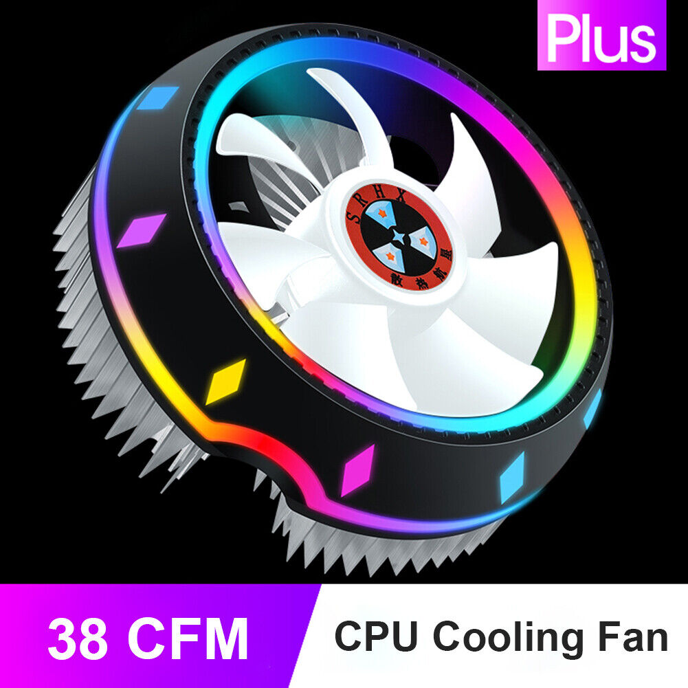PC Computer Case Fan RGB LED Quiet 100mm Air CPU Cooler for Intel AMD