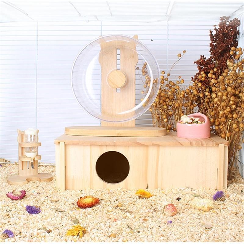 Hamster Water Bottles Position Adjustable Drinking Bottle with Wooden Base