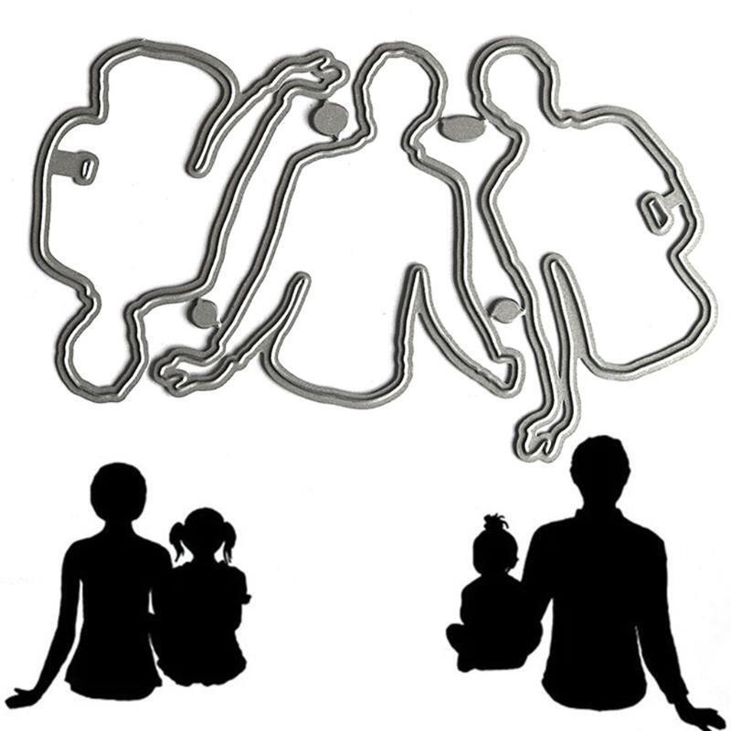 Sitting Man Back View Style Frame Carbon Steel Cutting Dies DIY Scrapbooking
