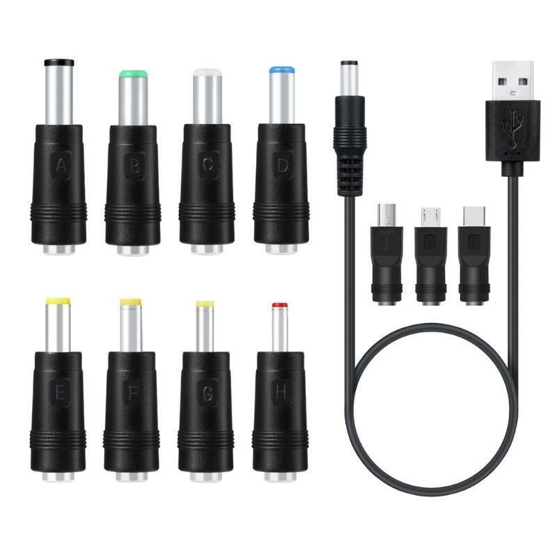 11in1 5V USB to DC 5.5x2.1mm Plug Charging Cord for Fan Speaker Router Cellphone