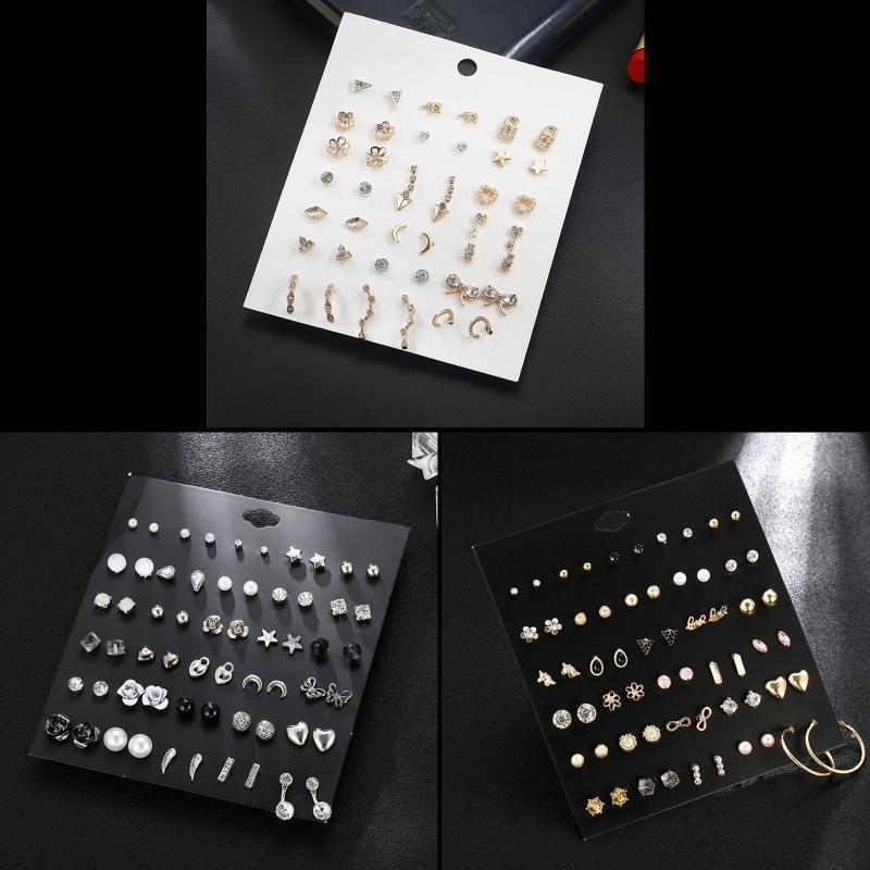 20 Pairs Crystal Cute Stud Earrings Star Heart Hypoallergenic Earring Exquisite