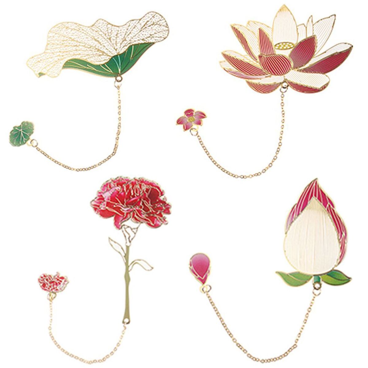 Chinese Style Metal Pendant Pagination Mark Painted Brass Bookmark Book Clip