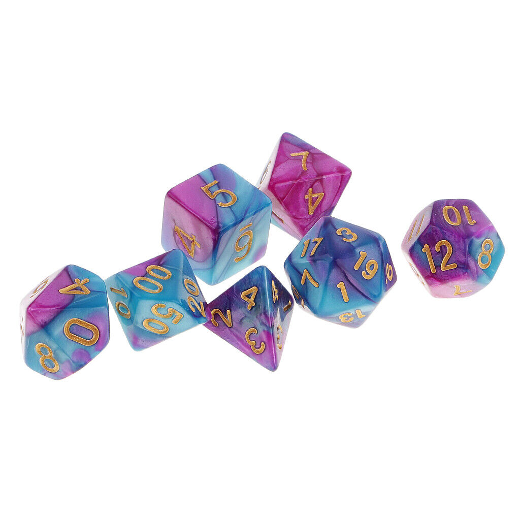 7pcs Multi-side  Double-  D20 D12 D10 D8 D6 D4 for DND MTG RPG
