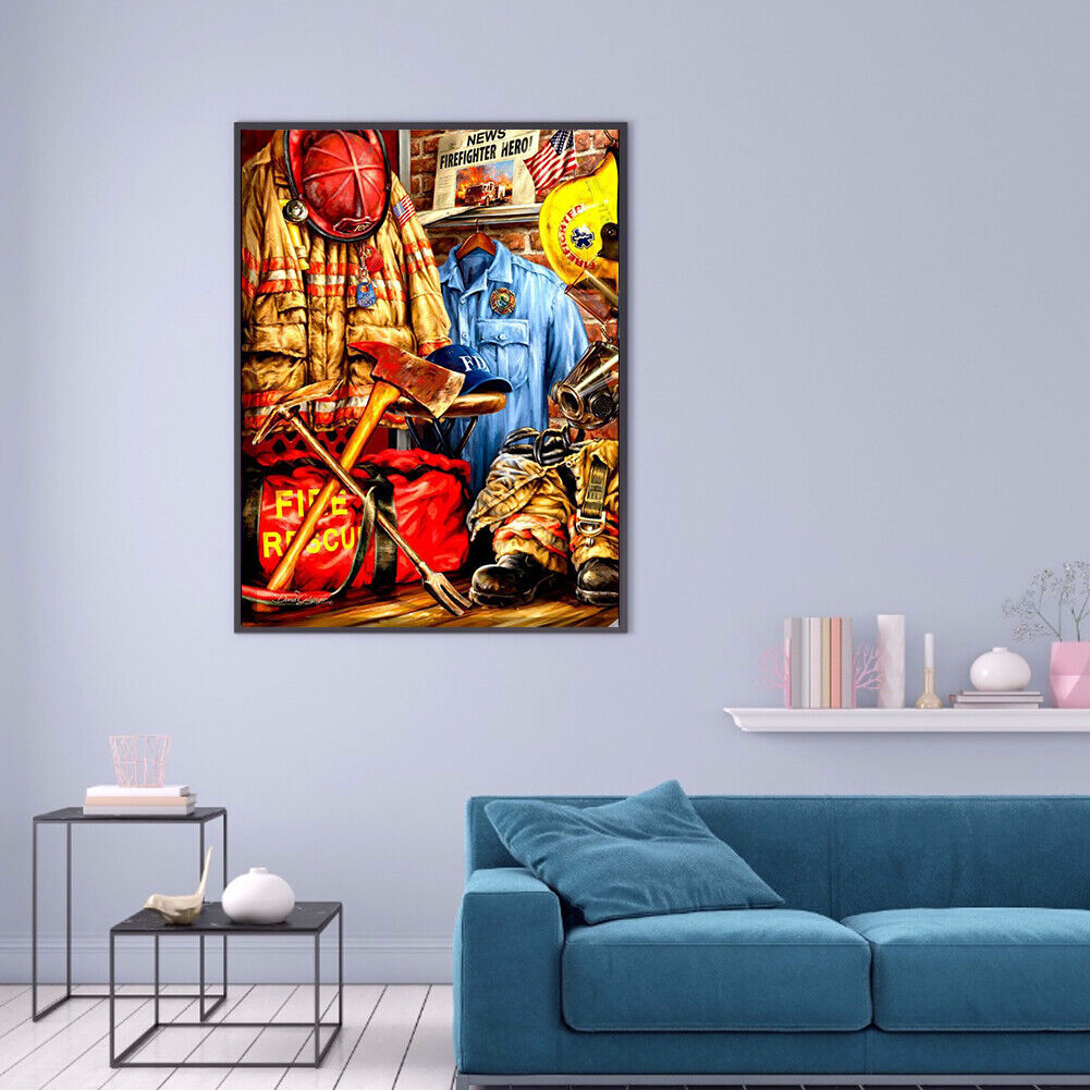 Fireman Uniform DIY Full Drill Round Diamond Painting Mosaic Picture Kit