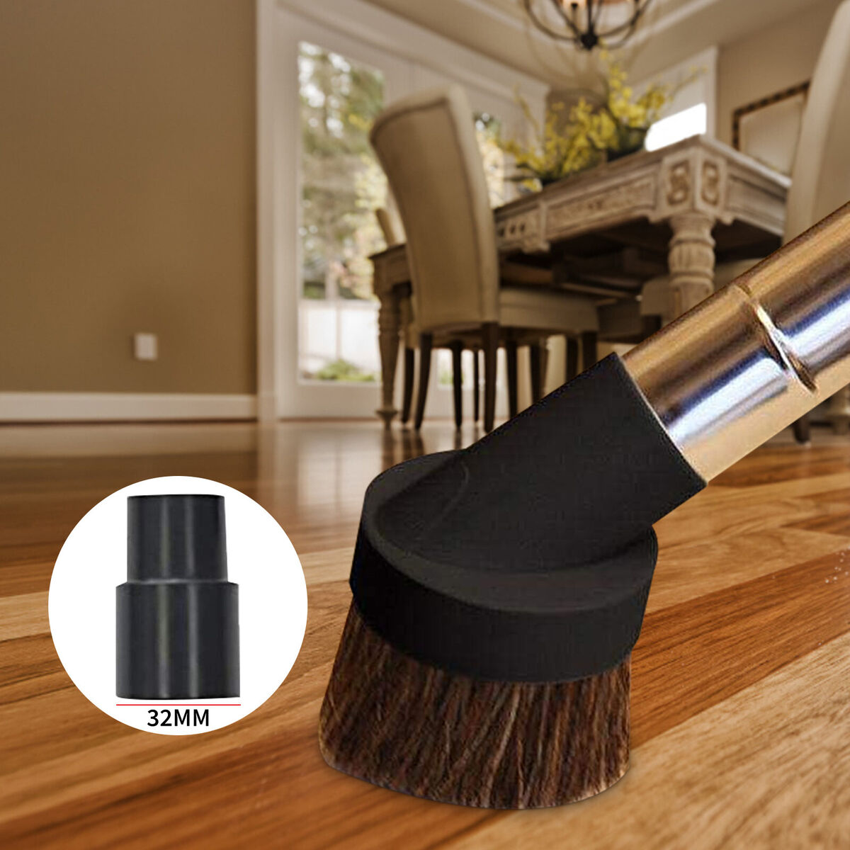 Horse Hair Vacuum Attachment 25mm Round Dust Brush Hose Adapter Replacement