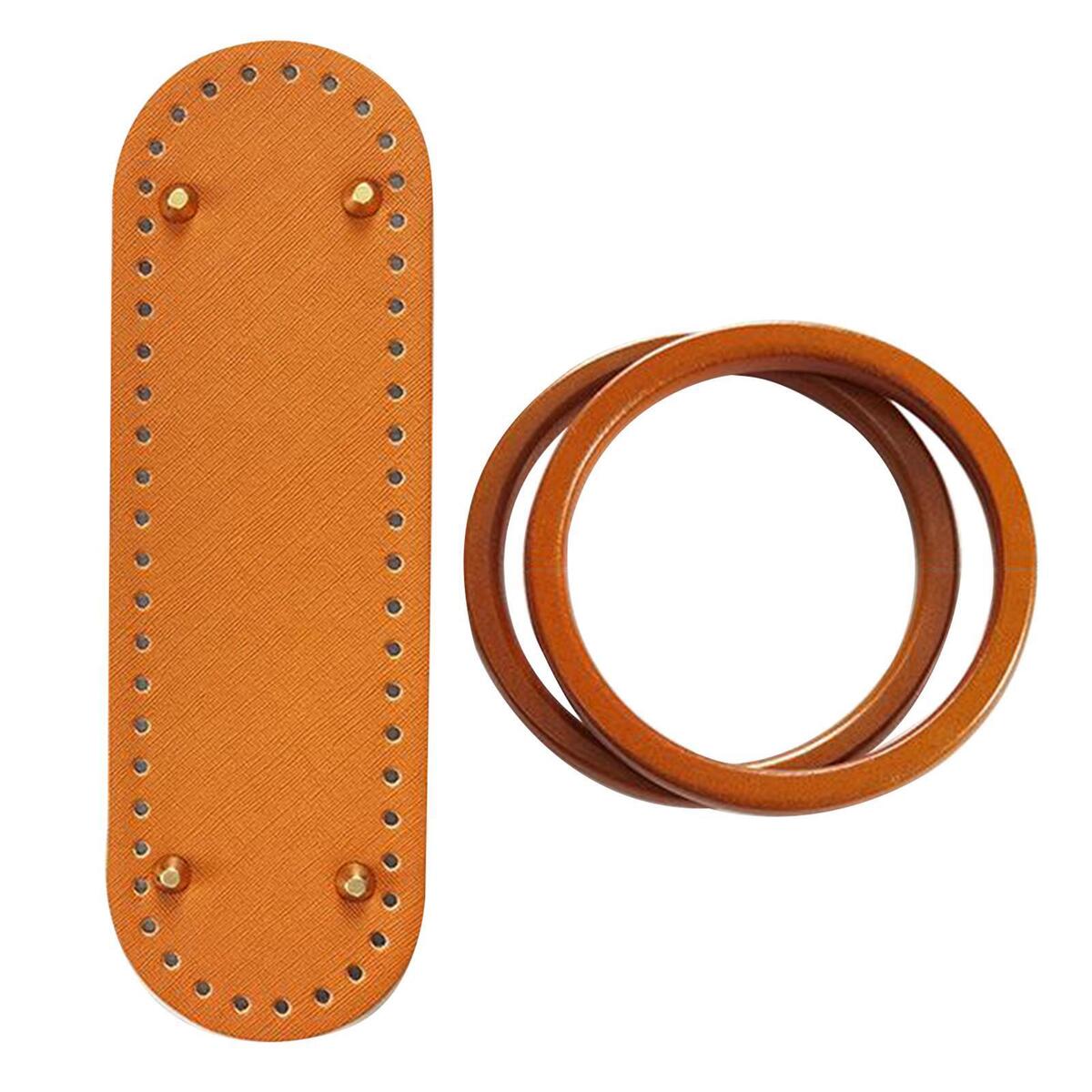 2x PU Leather DIY Bags Bottom Pads Weaving Bags Insert Cushion Purses Parts