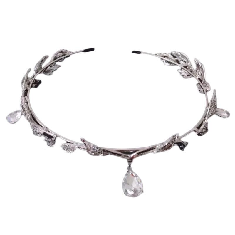Rhinestone Crown Teardrop Forehead Headband Bridal Wedding Hair Accessories