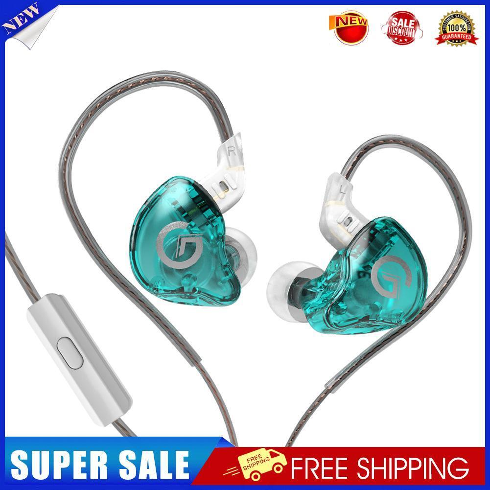 GK G1 Wired Earphone Dynamic HIFI Noise Cancelling Earbuds (Cyan With Mic)