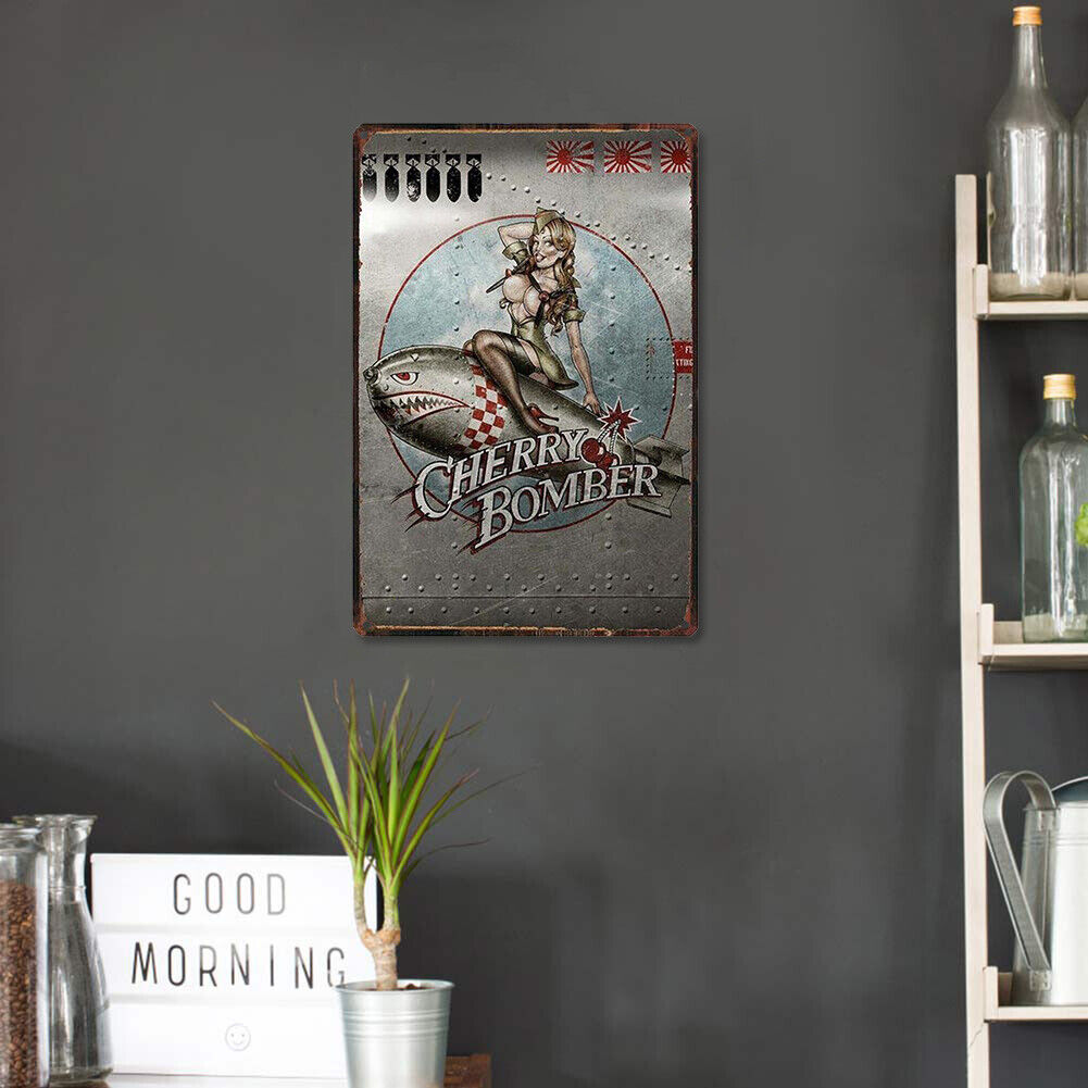 Cherry Bomber Metal Sign Plaque Wall Posters Home Art Painting Decorations