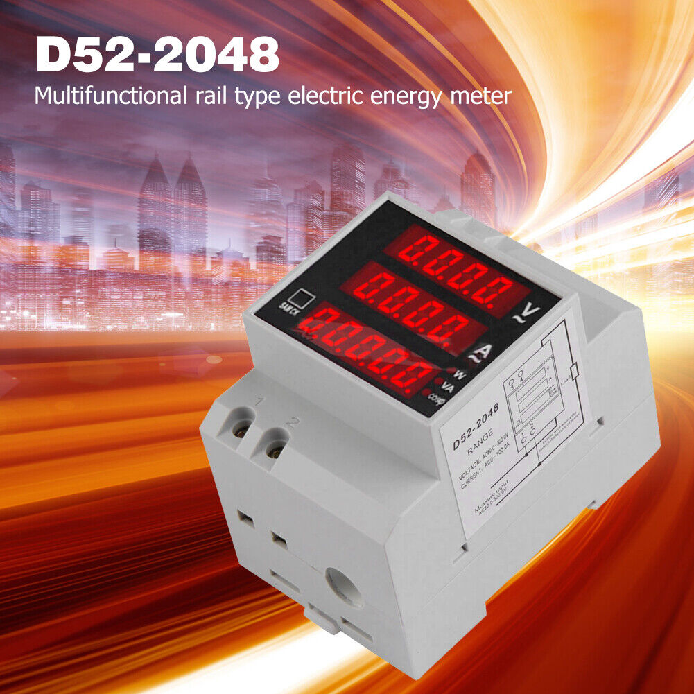 Din Rail Ammeter Voltmeter Volt Amp Meter LED Display Power Energy Meter