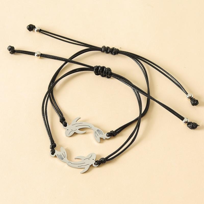 2x Promise Bracelets Best Friend Couples Bracelet Adjustable Cord Girlfriend