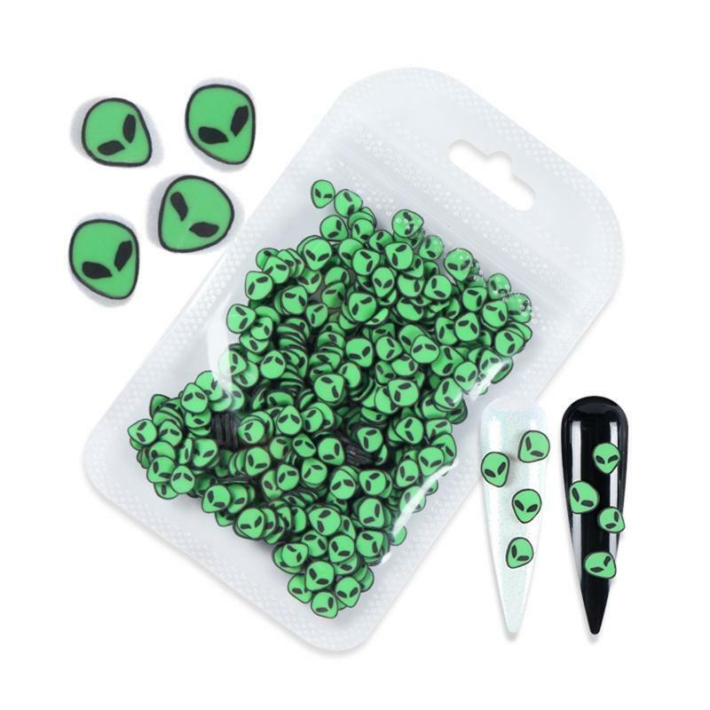 Alien Soft Pottery Pieces Green Flat Shiny Nail Jewelry for Nail Art DIY Crafts