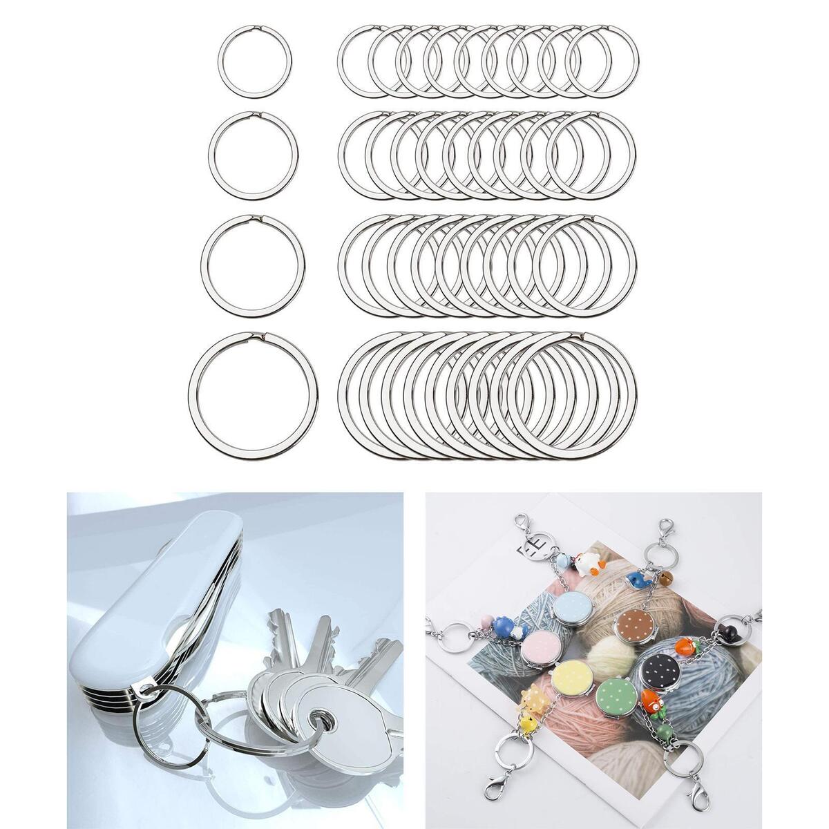 40 Pieces Round Keyrings Hanging Accessories Flat Key Chain Rings Keychain