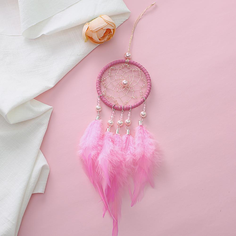 Handmade Dream Catcher with Feather Wall Car Home Hanging Decor White