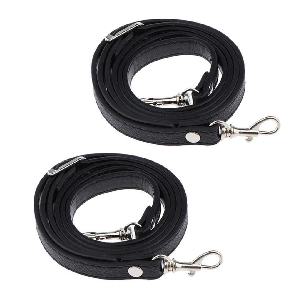 2x Handbag Leather Shoulder Strap Belt Replacement Black Crossbody Accessory