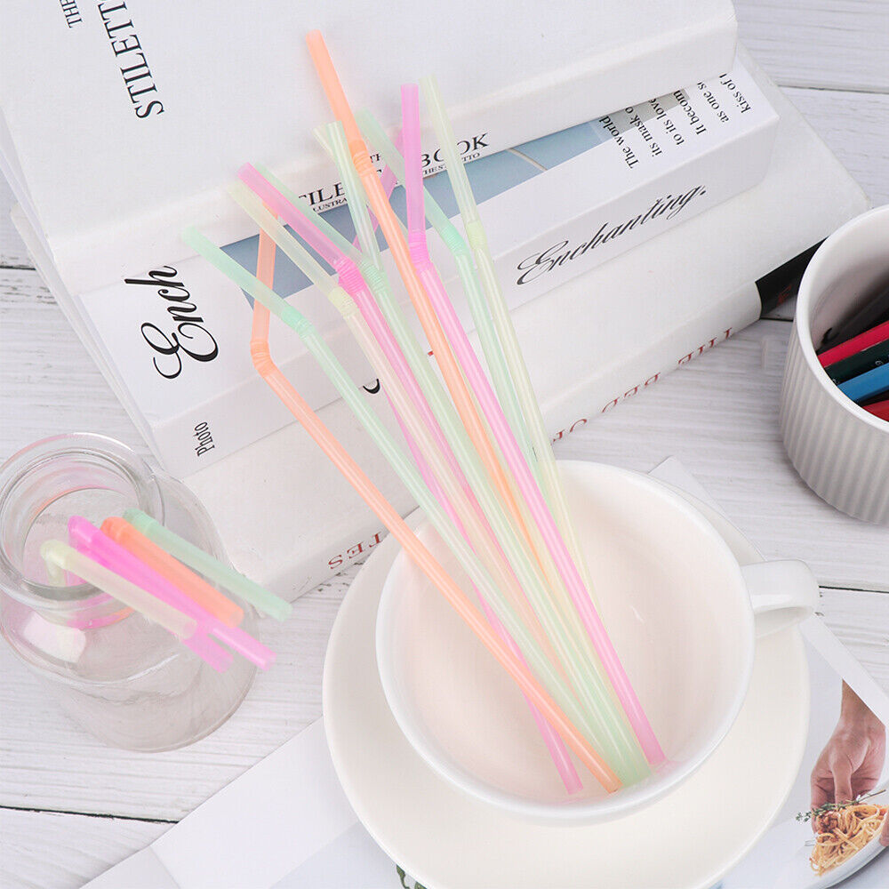 New Home Bar Party Disposable Extra Long Bend Drinking Straws Plastic Curved