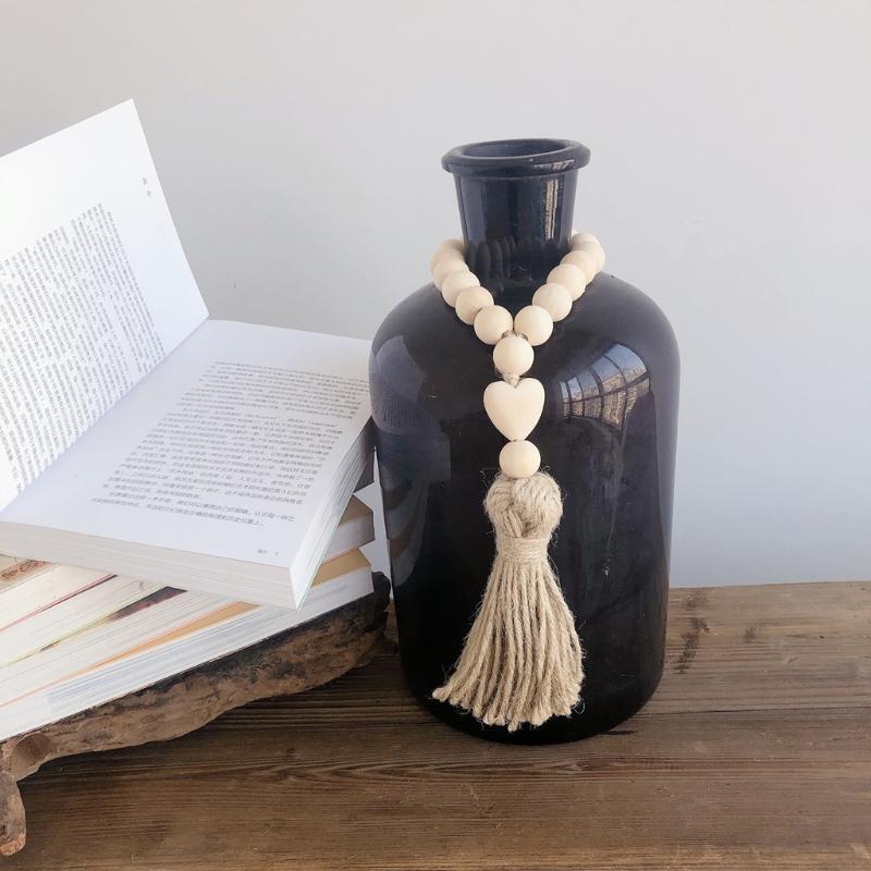 Wood Bead Garland with Tassels Farmhouse Home Decoration Wood Bead Room Decor