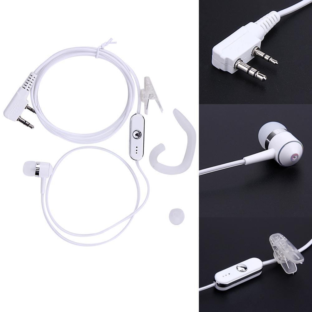 2Pin Sports Earpiece Headset w/ PTT MIC for BAOFENG Retevis Radios White