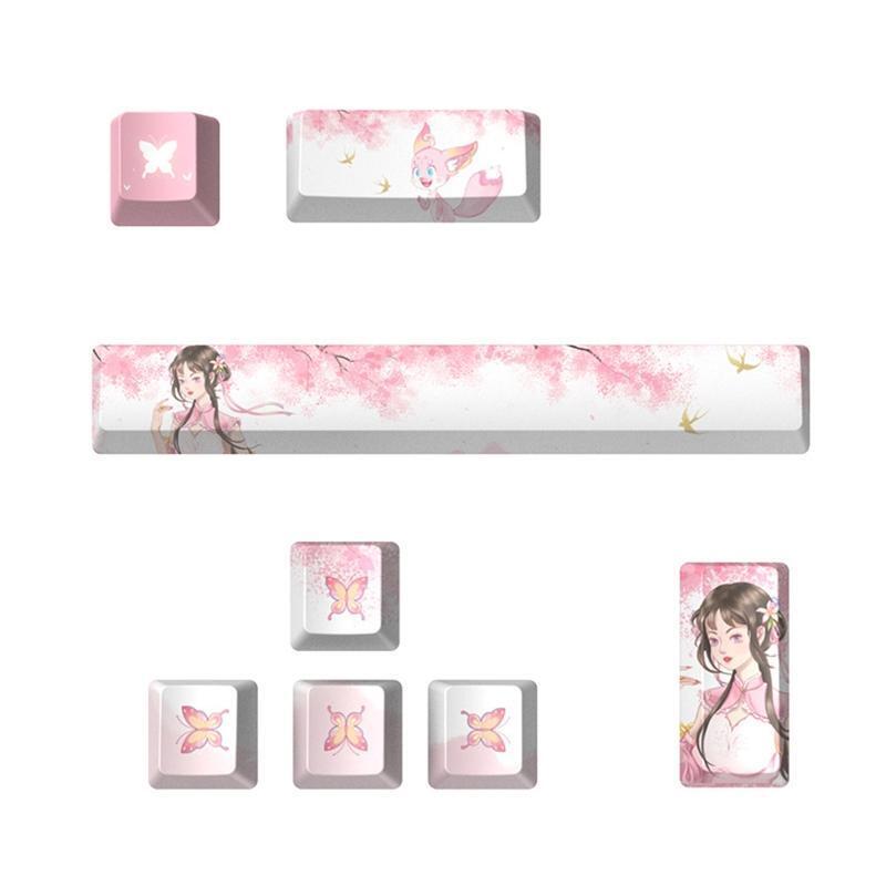 PBT Dream Flowers Keycaps for Mechanical Keyboard ENTER SPACE DIRECTION 8Pcs