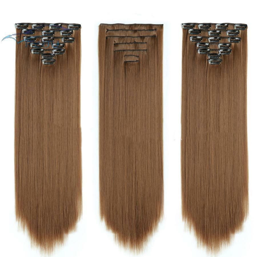 22'' Extensions Natural Hairpieces Straight Synthetic Clip In Hair Extension 1x