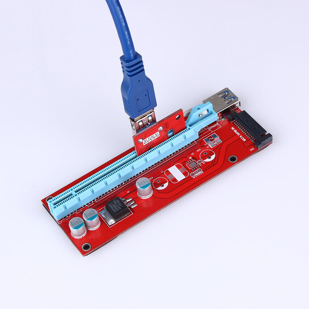 6pcs USB3.0 PCI-E Express 1x to16x Extender Riser Card Adapter SATA 15PIN