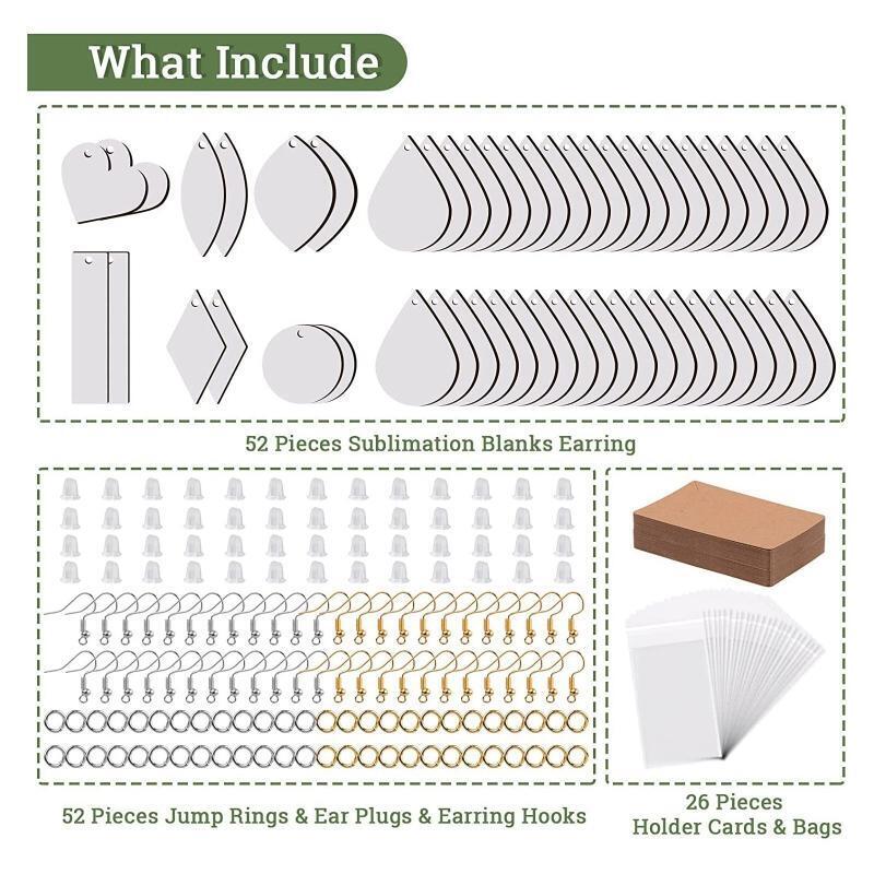 126Pcs Sublimation Printing Earring Unfinished Waterdrop Transfer Earring